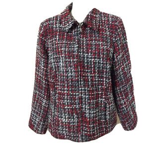 NWT Women's cj banks Tweed Blazer 3X Red Black White